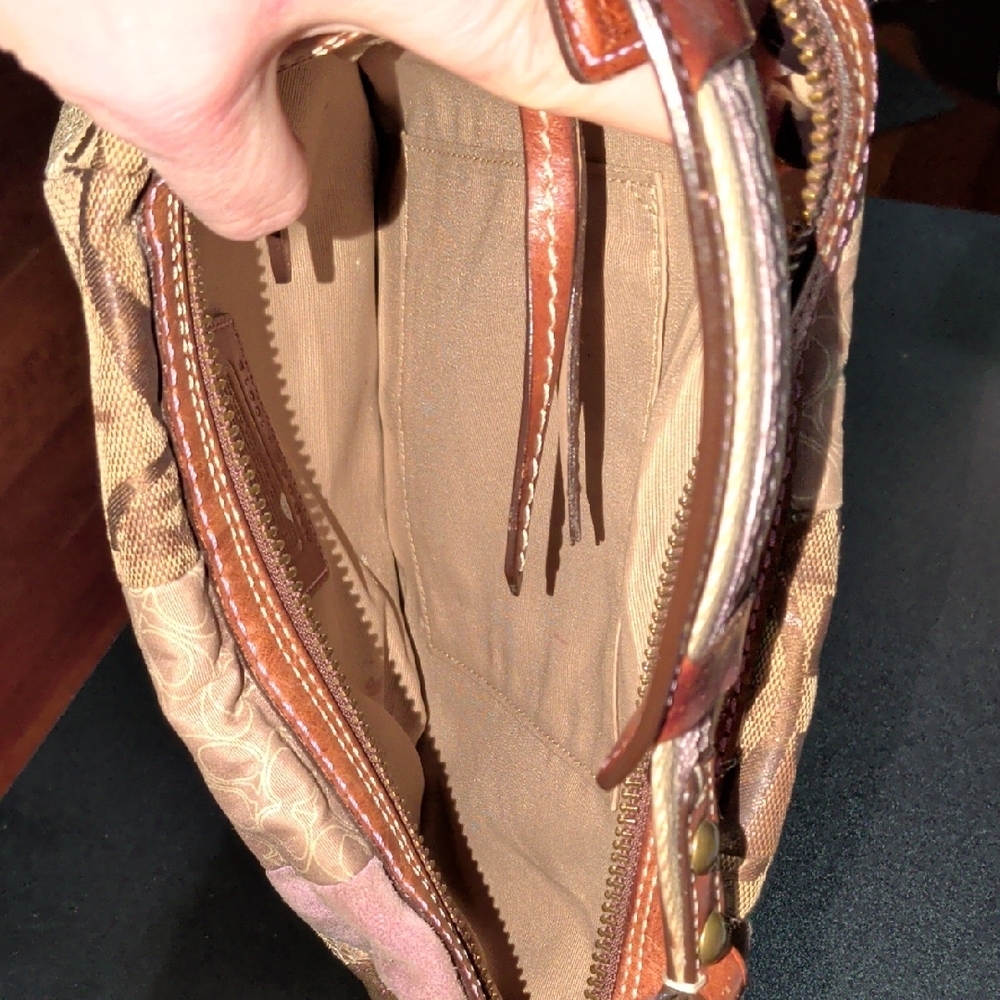 Coach Patchwork Shoulder Bag in Beige, Taupe & Cream - Picture 3 of 5